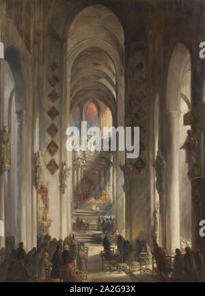 Emile Van Damme-Sylva - Blick auf Sankt Nikolaus Kirche in Gent. Stockfoto