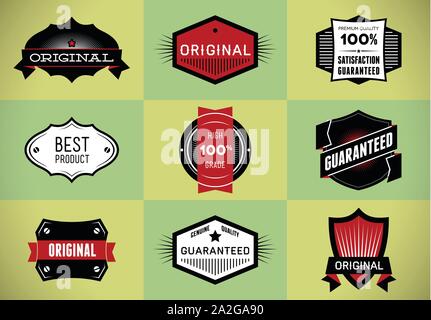 Satz von Original und hochwertige Etiketten Stock Vektor