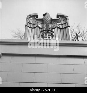 Baustelle rund um die Siegessäule in Berlin, Deutschland, 1930er Jahre. Bau Bereich um die Berliner Siegessaeule, Deutschland 1930. Stockfoto