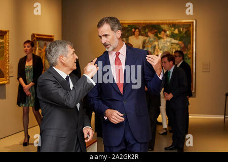 Madrid, Spanien. 02 Okt, 2019. König Felipe VI besucht das "spanische Malerei aus dem 19. Jahrhundert, von Goya Moderne" Ausstellung Einweihung im Maria Cristina Masaveu Peterson Stiftung. Credit: SOPA Images Limited/Alamy leben Nachrichten Stockfoto