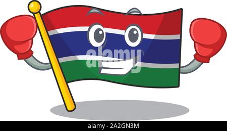 Boxing Flagge Gambia im Charakter isoliert Stock Vektor