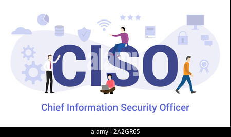 Chief Information Security Officer CISO-Konzept mit großen Word oder Text und Team Menschen mit modernen Flat Style-Vector Illustration Stockfoto