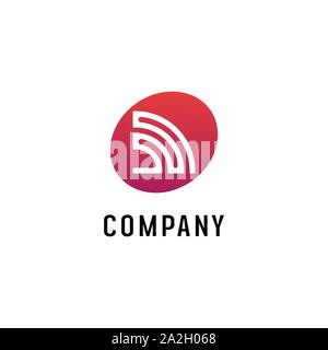 Wlan Signal Logo Design Vorlage, Radio Signal, Wellen, Energie, Wellen, Antenne und Sat-Signal Symbole, Weiße und Rote Vektor Element Stock Vektor