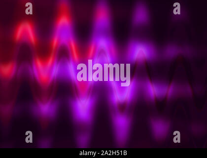 Magenta und Lila Neon Lichter in Kurven und Wellen auf schwarzem Hintergrund Stockfoto