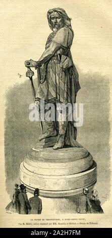 Gravur des Vercingetorix Statue. Stockfoto