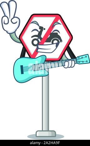Mit Gitarre keine Motorräder auf der Cartoon am Straßenrand Stock Vektor