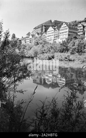 Ein Ausflug nach Tübingen, Deutsches Reich 30er Jahre. Eine Reise nach Tübingen, Deutschland 1930. Stockfoto