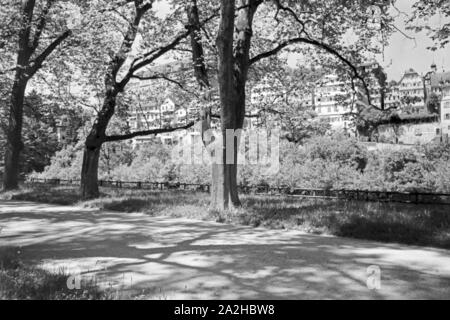 Ein Ausflug nach Tübingen, Deutsches Reich 30er Jahre. Eine Reise nach Tübingen, Deutschland 1930. Stockfoto