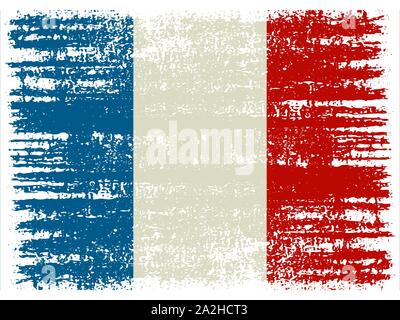 Grunge French Flag mit crack Textur. Vektor Illustrtion. Stock Vektor