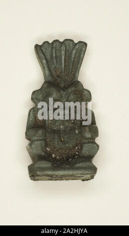 Amulett des Gottes Bes, 3. Zwischenzeit, Dynastie 21 - 25 (1070 - 656 v. Chr.), Ägypten, Ägypten, Fayence, 2,5 × 1,3 × 1 cm (1 × 1/2 × 3/8 Zoll Stockfoto