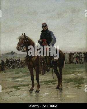 Eine montierte Officer, 1877, Jean Baptiste Edouard Detaille, Französisch, 1848-1912, Frankreich, Öl auf Leinwand, 46,5 × 38,2 cm (19 1/4 x 15 in. Stockfoto