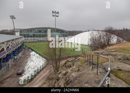 Helsinki, Finnland - 01 März 2015: Match auf einem kleinen Feld im Sport Bezirk gelegen, in der Nähe vom Olympiastadion. Helsinki Ice Hall- und HS-Arena. Stockfoto