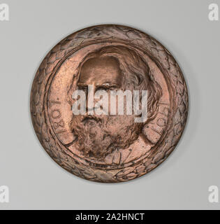 Medaille zur Erinnerung an Henry Wadsworth Longfellow, C. 1882, Bela Lyon Pratt, amerikanischen, 1867 - 1917, United States, Bronze, Diam. 6,4 cm (2 1/2 in. Stockfoto