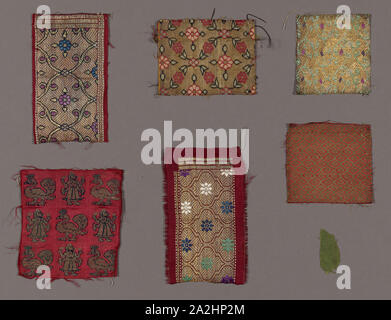 Kimkhwab Textil, C. 1874, Indien, Benares, Indien, 9 x 8,6 cm (3 1/2 x 3 1/4 in Stockfoto