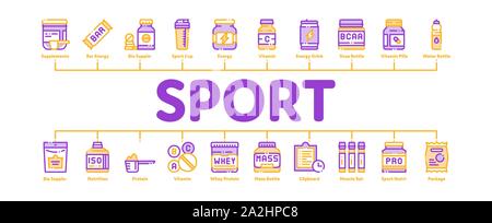Sport Ernährung Zellen Minimal Infografik Banner Vektor Stock Vektor