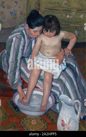 Das Kind der Badewanne, 1893, Mary Cassatt, American, 1844-1926, Frankreich, Öl auf Leinwand, 100,3 × 66,1 cm (39 1/2 x 26 in Stockfoto