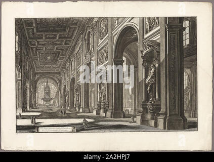 Innenansicht der Basilika St. Johannes im Lateran, von Ansichten von Rom, 1768, Giovanni Battista Piranesi, Italienischer, 1720-1778, Italien, Radierung auf schwerem Elfenbein Bütten, 430 x 680 mm (Bild), 437 x 687 mm (Platte), 557 x 790 mm (Blatt Stockfoto