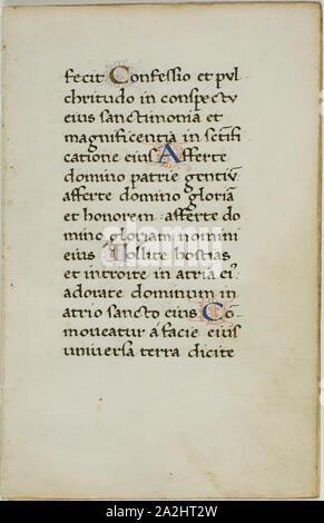 Bilderhandschrift Blatt, C. 1450, Italienisch, Italien, Manuskript schneiden mit römischen kleine Buchstaben Inschriften in schwarz und dunkelbraun Tinten, Tempera und Blattgold Leuchtbuchstaben, und Dekorationen in Rot und Lavendel Tinten, auf Pergament, 147 x 94 mm Stockfoto