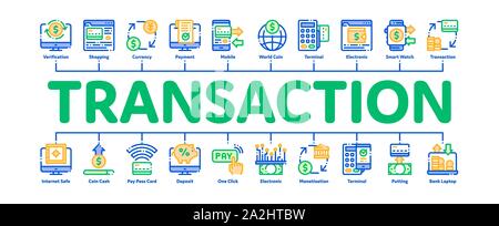 Online Transaktionen Minimal Infografik Banner Vektor Stock Vektor