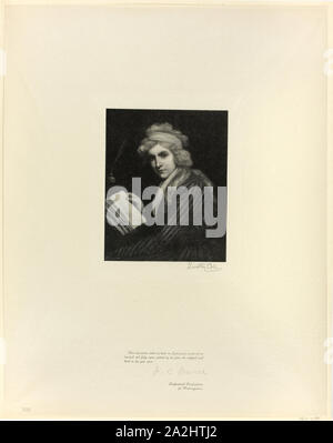 Portrait von Mary Wollstonecraft, von alten englischen Meister 1899, Gedruckt 1902, Timothy Cole (Amerikanische, geboren in England, 1852-1931), nach John Opie (Englisch, 1761-1807), United States, Holzstich auf chine Papier, 435 x 345 mm (Blatt Stockfoto