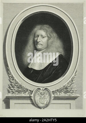 Portrait von Guillaume de Brisacier, 1664, Antoine Masson (Französisch, 1636-1700), nach Nicolas Mignard d'Avignon (1606-1668), Frankreich, Gravur auf Papier, 352 x 269 mm (Platte), 377 × 277 mm (Blatt Stockfoto