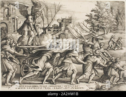 Der Triumph der Zeit, Platte vier aus dem Triumphe von Petrarca, C. 1539, Georg Pencz, Deutsch, C. 1500-1550, Deutschland, Gravur in Schwarz auf Elfenbein Papier, 151 x 210 mm (Bild/Platte/Blatt festgelegt Stockfoto