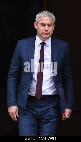 Brexit Staatssekretär Stephen Barclay Blätter 10 Downing Street, London, nach einer Kabinettssitzung. Stockfoto