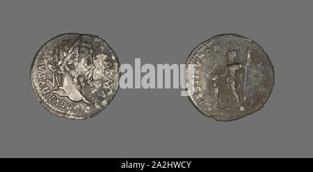 Denar (Münze) Darstellung von Kaiser Septimius Severus, AD 200/201, Römische, in Rom, Römische Reich, Silber, Durchm geprägt. 1,9 cm, 2,69 g Stockfoto