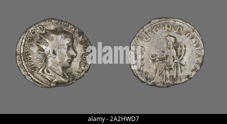 Antoninian (Münze) porträtiert Kaiser Gordian III., AD 240/241, Römische, in Rom, Römische Reich, Silber, Durchm geprägt. 2.2 cm, 3,94 g Stockfoto