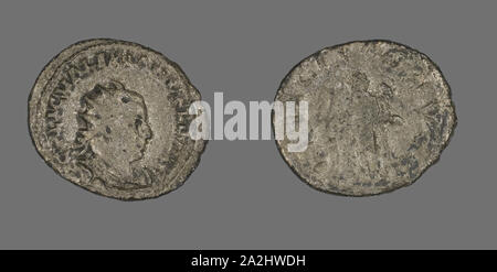 Antoninian (Münze) porträtiert Kaiser Valerian, AD 255/257, Römische, in Rom, Römische Reich, Billon, Diam geprägt. 2,4 cm, 3.18 g Stockfoto