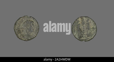 Münze Darstellung Kaiser Constans oder Kaiser Constantius II., AD AD 324/361 oder 333/350, Römische, Römisches Reich, Bronze, Diam. 1,5 cm, 1,54 g Stockfoto