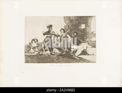 Es ist nicht an der Zeit, jetzt, Platte 19 aus den Katastrophen des Krieges, 1810/12, veröffentlicht 1863, Francisco José de Goya y Lucientes, Spanisch, 1746-1828, Spanien, Ätzen, lavis, drypoint, Burin und Brünieren auf Elfenbein webte Papier mit vergoldeten Kanten, 131 x 198 mm (Bild), 165 x 235 mm (Platte), 240 x 340 mm (Blatt Stockfoto