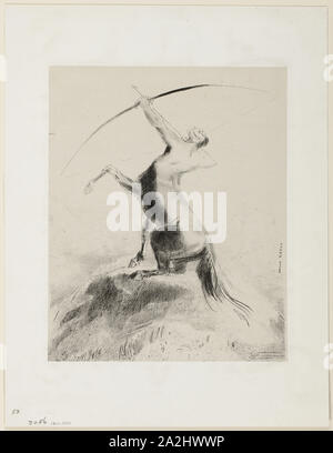 Centaur Zielen auf den Wolken, 1883, Odilon Redon, Französisch, 1840-1916, Frankreich, Lithographie in Schwarz auf hellgrau China Papier legte sich auf Elfenbein webte Papier, 315 × 257 mm (chine), 447 × 346 mm (Blatt Stockfoto