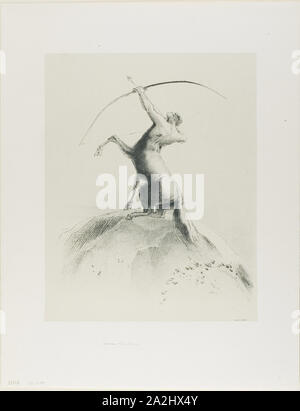 Centaur Zielen auf den Wolken, 1895, Odilon Redon, Französisch, 1840-1916, Frankreich, Lithographie, gedruckt in Grün auf Creme China Papier legte sich auf Elfenbein webte Papier, 314 × 250 mm (chine), 452 × 350 mm (Blatt Stockfoto