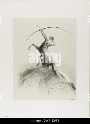 Centaur Zielen auf den Wolken, 1895, Odilon Redon, Französisch, 1840-1916, Frankreich, Lithographie in schwarzer Tinte auf hellgrau China Papier legte sich auf Elfenbein China Papier, 315 × 247 mm (chine), 454 × 347 mm (Blatt Stockfoto