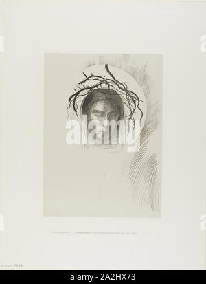 Tag erscheint Endlich, … und in die Scheibe der Sonne scheint das Antlitz Jesu Christi, Platte 24 der 24, 1896 Odilon Redon, Französisch, 1840-1916, Frankreich, Lithographie in Schwarz auf hellgrau China Papier legte sich auf Elfenbein webte Papier, 268 × 161 mm (Bild), 277 x 200 mm (chine), 453 × 348 mm (Blatt Stockfoto