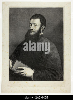 Porträt des Dichters Pietro Aretino, n.d., Cornelis Van Dalen, II (Niederländisch, 17. Jahrhundert), nach Tizian (Italienisch, C. 1488-1576), Niederlande, Gravur auf Papier, 375 x 278 mm (Bild), 410 x 293 mm (Platte), 466 x 354 mm (Blatt Stockfoto