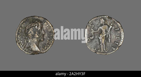 Denar (Münze), Kaiser Antoninus Pius, AD 151/152, Römische, Römisches Reich, Silber, Durchm. 1,8 cm, 3.22 g Stockfoto