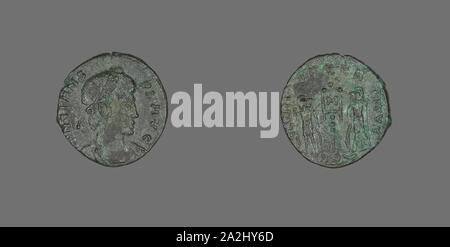 Münze Darstellung Kaiser Constans, nach April AD340, Römische, in Trier, Römische Reich, Bronze, Diam geprägt. 1,6 cm, 1,77 g Stockfoto