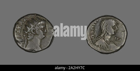 Tetradrachme (Münze), Kaiser Nero, AD 54/68, Römische, in Alexandria, Römische Reich, Billon, Diam geprägt. 2,5 cm, 11.73 g Stockfoto