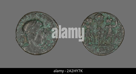 Münze, Kaiser Konstantin II., bevor AD 337, Römische, Römisches Reich, Bronze, Diam. 1,4 cm, 1,87 g Stockfoto