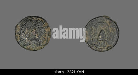 Münze mit der Darstellung der Göttin Artemis, 286/220 v. Chr., Griechisch, das antike Griechenland, Bronze, Diam. 1.7 cm, 4 g Stockfoto