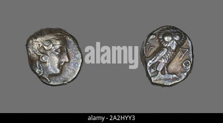 Tetradrachme (Münze), die die Göttin Athene, 296/295 v. Chr., Griechisch, das antike Griechenland, Silber, Durchm. 2.2 cm, 17.03 g Stockfoto