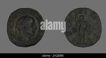 Sesterz (Münze) porträtiert Kaisers Gordianus, AD 238/244, Römische, Römisches Reich, Bronze, DIam. 3 cm, 20.15 g Stockfoto