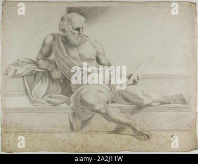 Diogenes, 1774, John Downman (Englisch, 1750-1824), oder nach dem Raffaello Sanzio, namens Raphael (Italienisch, 1483-1520), Italien, Anthrazit mit stumping, auf Elfenbein Bütten, 391 x 503 mm Stockfoto