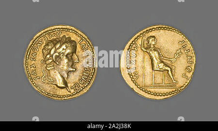 Aureus (Münze) Darstellung von Kaiser Tiberius, AD 15/37, von Tiberius, Römische, in Lyon, Lyon, Gold, Diam geprägt. 2 cm, 7,81 g Stockfoto