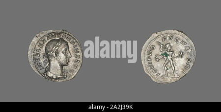 Denar (Münze), Kaiser Alexander Pius, AD 231/235, Römisch, Rom, Silber, Durchm. 2 cm, 3,34 g Stockfoto