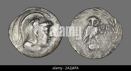 Tetradrachme (Münze), die die Göttin Athene, 196/187 v. Chr., Griechischer, Athen, Silber, Durchm. 3,6 cm, 16.08 g Stockfoto