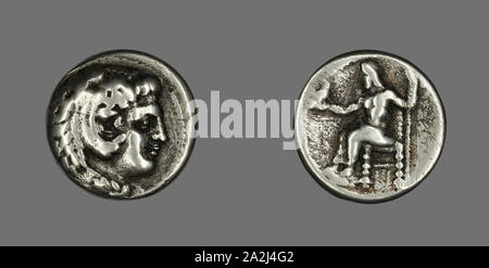 Tetradrachme (Münze), der Held Herakles, 336/323 v. Chr., Griechischer, Mazedonien, Silber, Durchm. 2,5 cm, 11.15 g Stockfoto