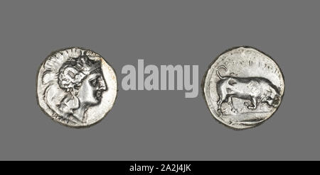 Stater (Münze), die die Göttin Athene, um 350/320 v. Chr., Griechischer, Thurium, Silber, Durchm. 2.1 cm, 7,70 g Stockfoto